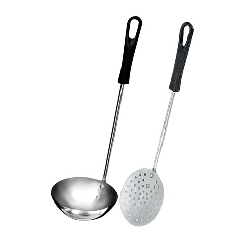 Kit Concha Pequena Feijão + Escumadeira Arroz 9cm Cabo 23cm
