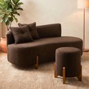 Ver imagem 1 de Conjunto Sofá Curvo Orgânico + 01 Puff Luna Boucle Marrom - Montanaris Decor