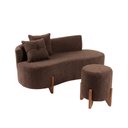 Ver imagem 2 de Conjunto Sofá Curvo Orgânico + 01 Puff Luna Boucle Marrom - Montanaris Decor
