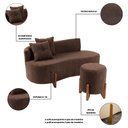 Ver imagem 3 de Conjunto Sofá Curvo Orgânico + 01 Puff Luna Boucle Marrom - Montanaris Decor