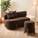 Ver mais imagens de Conjunto Sofá Curvo Orgânico + 01 Puff Luna Boucle Marrom - Montanaris Decor