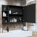 Ver imagem 2 de Espelheira Suspensa Armarinho de Banheiro Closet com Porta Prateleiras Nicho Organizador Iris Preto