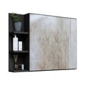 Ver imagem 1 de Espelheira Suspensa Armarinho de Banheiro Closet com Porta Prateleiras Nicho Organizador Iris Preto
