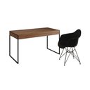 Ver imagem 2 de Escrivaninha Industrial Office Estudo Malta Amêndoa 137x53cm com 1 Poltrona Preta Eames Eiffel Base