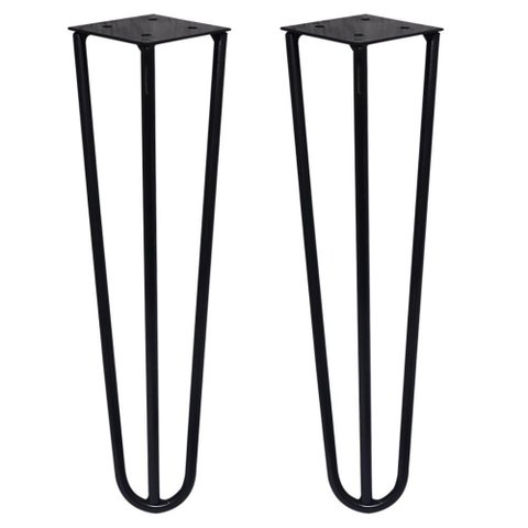 Kit 2 Pés de Metal 25 Cm Legs Mesas de Centro Puffs Preto