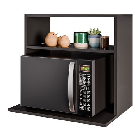 Suporte Aéreo Multiuso para Forno Micro-ondas Laura 60cm Preto - Desk Design