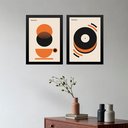 Ver imagem 1 de Kit 2 Quadros Bauhaus Laranja - Café Disco 24x18cm - com Vidro:moldura Branca
