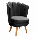 Ver imagem 1 de Poltrona Pétala Cadeira Decorativa Flor - Veludo Preto