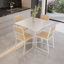 Ver imagem 1 de Conjunto Mesa de Jantar Quadrada Branca 4 Cadeiras Pinus Riviera Industrial Branco Don Castro Decor