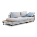 Ver imagem 2 de Sofá Sala de Estar Living Design Moderno 250cm Mesa Lateral Pés de Ferro Jungle Linho Cinza G93 - Gr