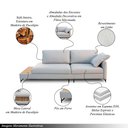 Ver imagem 3 de Sofá Sala de Estar Living Design Moderno 250cm Mesa Lateral Pés de Ferro Jungle Linho Cinza G93 - Gr