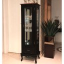 Ver imagem 1 de Cristaleira Vitrine Espelhada Antique Média 1 Porta 2 Prateleiras de Vidro 1 Gaveta 1079e Preta