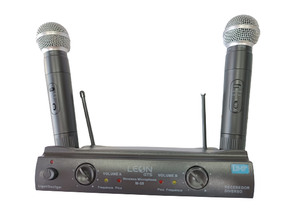 Microfones Duplo Sem Fio Dinâmico Profissional Uhf M-59