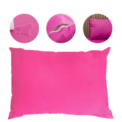 Capa para Travesseiro Impermeável Antialérgico e Antiácaro Silencioso - Rosa Pink