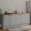 Ver imagem 2 de Cozinha Modulada Americana 2 Peças Balcões 120cm e 80cm Cinza/nature com Tampos Mdp - Móveis Henn