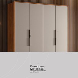 Guarda Roupa Casal 4 Portas e 3 Gavetas Attore - Nogueira/nude Prime Tx - 8