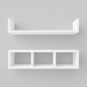 Ver imagem 1 de Kit Nichos de Parede Madeira Mdf Moderno Prateleira Organizadora Sala, Escritório e Casa - Branco