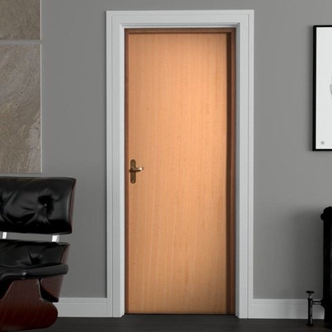 Kit Porta de Madeira 210x82cm Batente 11cm Lisa Padrão Angelim Uniportas Abertura Direita