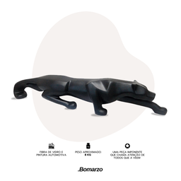 Escultura Pantera Ataque Grande, Jardim e Piscina 150 Cm:preto Fosco - 4