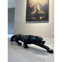 Escultura Pantera Ataque Grande, Jardim e Piscina 150 Cm:preto Fosco - 6