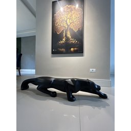 Escultura Pantera Ataque Grande, Jardim e Piscina 150 Cm:preto Fosco - 5