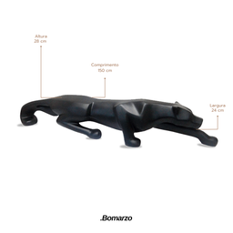Escultura Pantera Ataque Grande, Jardim e Piscina 150 Cm:preto Fosco - 3