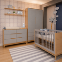 Ver imagem 7 de Berço Cômoda e Guarda Roupa para Quarto Infantil Quater Linha Tomi Cinza com Carvalho