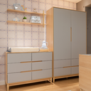 Ver imagem 7 de Berço Cômoda e Guarda Roupa para Quarto Infantil Quater Linha Tomi Cinza com Carvalho