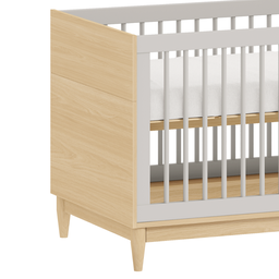 Berço Cômoda e Guarda Roupa para Quarto Infantil Quater Linha Tomi Cinza com Carvalho - 9