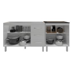 Armário Cozinha Gabinete Pia de 120 Cm Bruna e Balcão Fran para Cooktop 4 Bocas Branco - 5