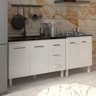 Armário Cozinha Gabinete Pia de 120 Cm Bruna e Balcão Fran para Cooktop 4 Bocas Branco - 3