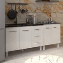 Ver imagem 3 de Armário Cozinha Gabinete Pia de 120 Cm Bruna e Balcão Fran para Cooktop 4 Bocas Branco