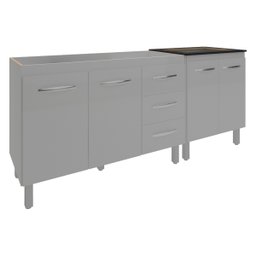 Armário Cozinha Gabinete Pia de 120 Cm Bruna e Balcão Fran para Cooktop 4 Bocas Branco - 1