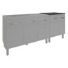 Armário Cozinha Gabinete Pia de 120 Cm Bruna e Balcão Fran para Cooktop 4 Bocas Branco - 1