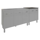 Ver imagem 1 de Armário Cozinha Gabinete Pia de 120 Cm Bruna e Balcão Fran para Cooktop 4 Bocas Branco