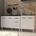 Ver imagem 2 de Armário Cozinha Gabinete Pia de 120 Cm Bruna e Balcão Fran para Cooktop 4 Bocas Branco