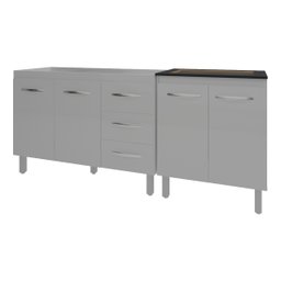 Armário Cozinha Gabinete Pia de 120 Cm Bruna e Balcão Fran para Cooktop 4 Bocas Branco - 4