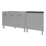 Armário Cozinha Gabinete Pia de 120 Cm Bruna e Balcão Fran para Cooktop 4 Bocas Branco - 4