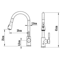Torneira de Cozinha com Ducha Extensível Giro do Corpo 360° e Misturador de Água Quente e Fria - 5