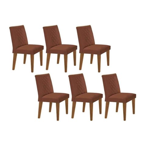 Cadeira de Cozinha Jade Kit 6 Un Capuccino/suede Marrom - Rufato