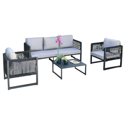 Jogo de Sofá Belga 2 Poltronas Corda Náutica para Sala Área Externa Jardim Pergolado Piscina - 1