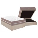 Ver imagem 1 de Conjunto Box Baú Casal: Colchão Molas Herval Maxspring Livorno + Base Crc Suede Clean (138x188)