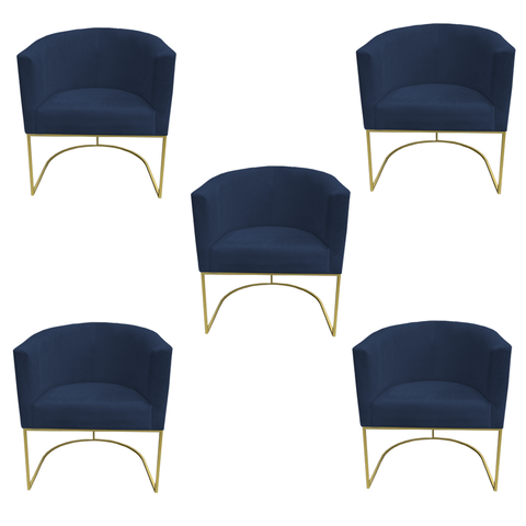 Kit 05 Poltronas Paola Sued Azul Marinho - D'Classe Decor