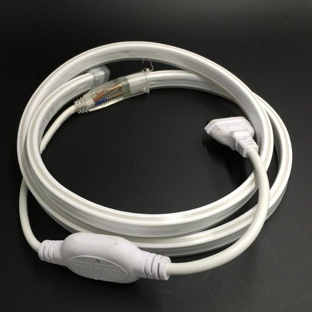 Kit 1 a 50 Metros Mangueira Fita Led Neon Flex Branco Quente 3000k + Rabicho:5 Metros 220v + Rabicho - 4