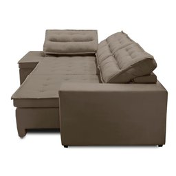 Sofá de Canto Retrátil e Reclinável com Molas 3,00x2,00 Esq Virginia Suede Capucino Adonai - 3