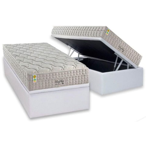 Cama Box Baú Solteiro: Colchão Molas Ensacadas D Angelis Anjos King Best New + Base Crc Courano