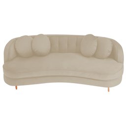 Sofá Curvo 3 Lugares Orgânico Sala Recepção Escritório Decorativo Luxo Panamá 200cm Bouclé Bege - 1