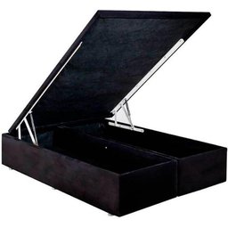 Base Baú Ortobom King Camurça Preto 186x198x35 - 2 Base Baú Ortobom King Camurça Preto 186x198x35 - 2