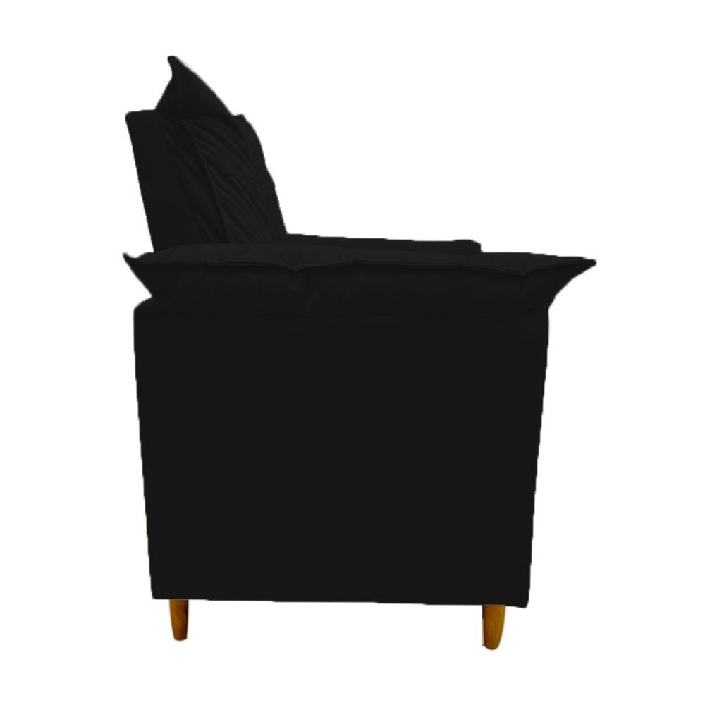 Poltrona Amamentação preto suede Com Puff Cadeira Para Leitura Descanso - 4