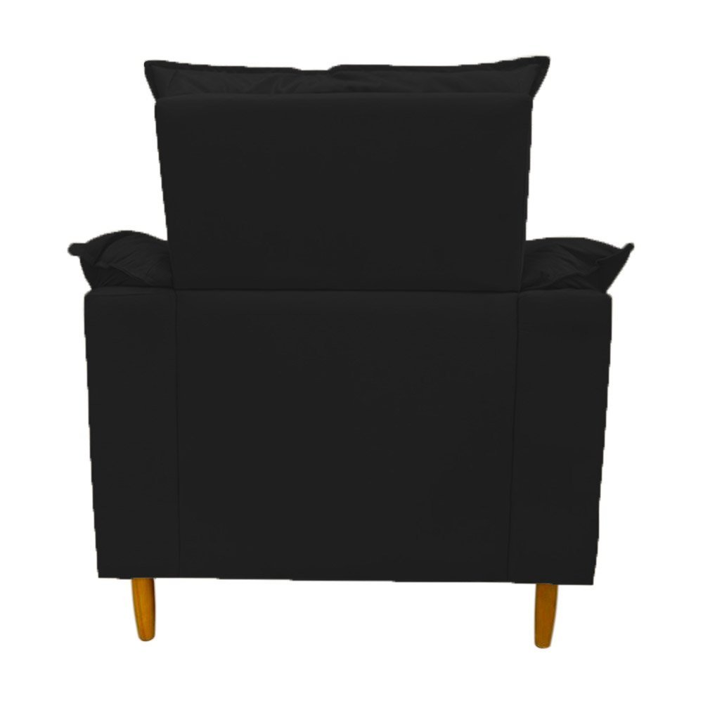 Poltrona Amamentação preto suede Com Puff Cadeira Para Leitura Descanso - 5